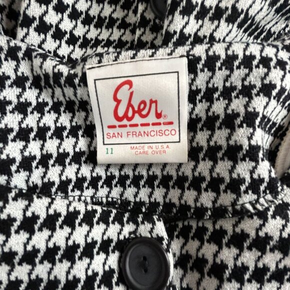 Eber San Francisco Womens Houndstooth Button Front Bodycon Dress Size 11 Career - Picture 3 of 8